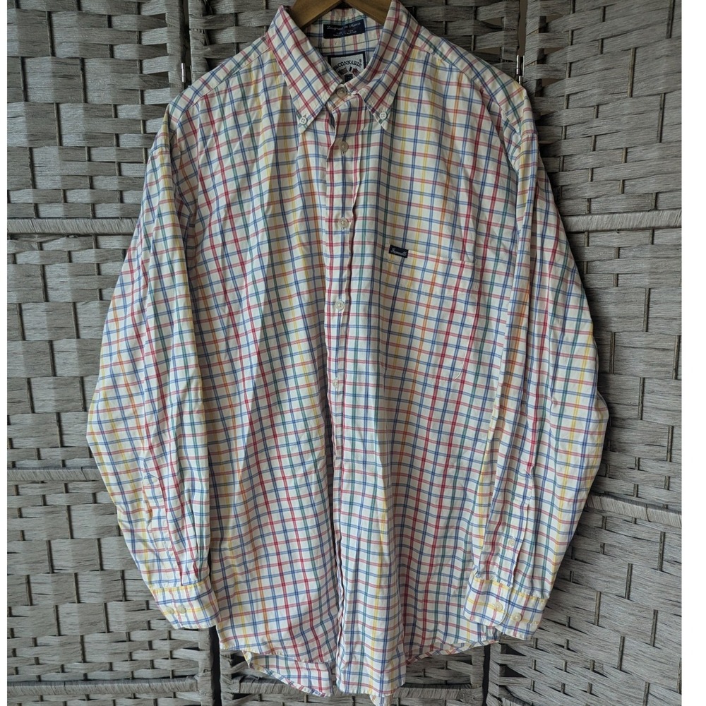 Vtg Faconnable Mens Multicolor Check Button Down Shirt L Albert Goldberg Cotton